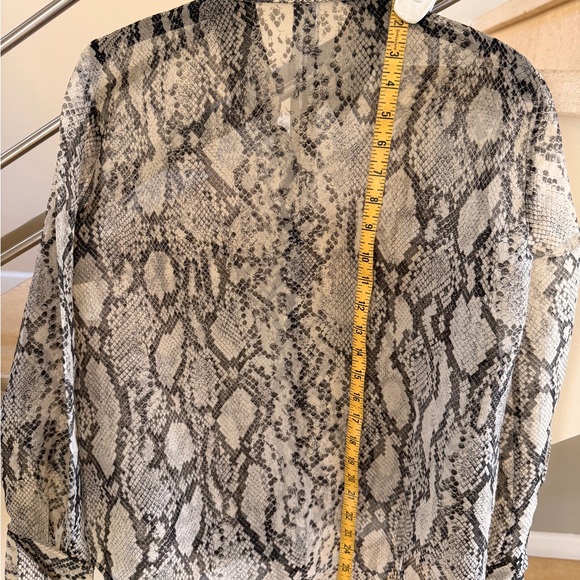 Vintage 90’s Emanuel Ungaro Sheer Snake-Print Button-Down Blouse - White & Black - Picture 12 of 14